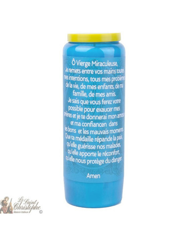 Novena candle to the Miraculous Virgin - light blue