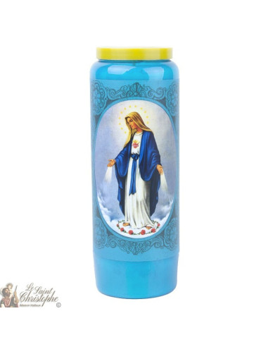 Novena candela luce blu alla Vergine Miracolosa - scatola 20 pezzi