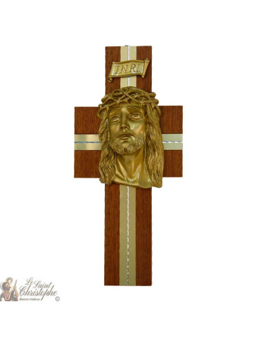 Wooden cross with head of Christ - 30 cm