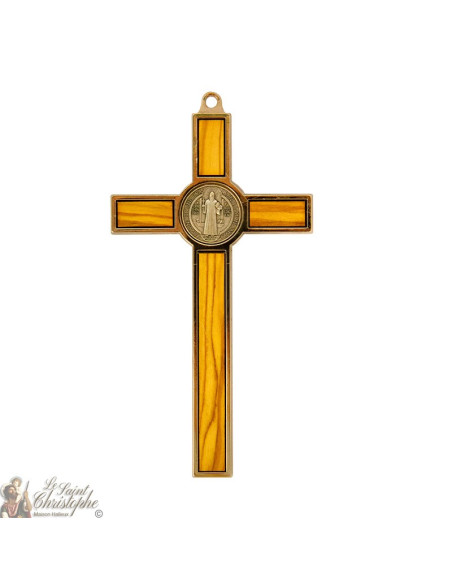 Cross of Saint Benedict wood and metal - 13,5 cm