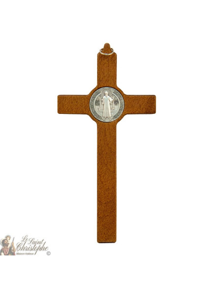 Cross of St Benedict in brown wood 20cm
