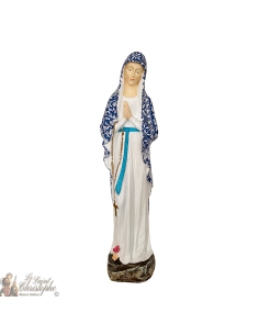 Statue artisanale Vierge des Pauvres de Banneux N.D 40 cm - drapé fleur bleu