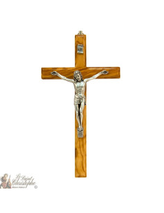Olive wood and metal Christ cross - 26 cm