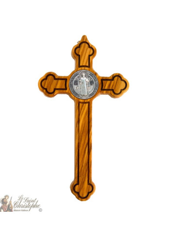Kreuz des Heiligen Benedikt in Olivenholz rundes Modell - 20 cm
