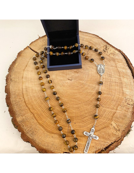 Rosario de cuentas de ojo de tigre
