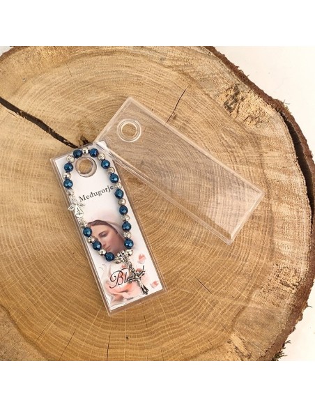 Pulsera de cuentas azules y de plata Medjugorje