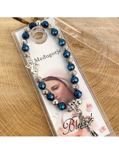 Pulsera de cuentas azules y de plata Medjugorje