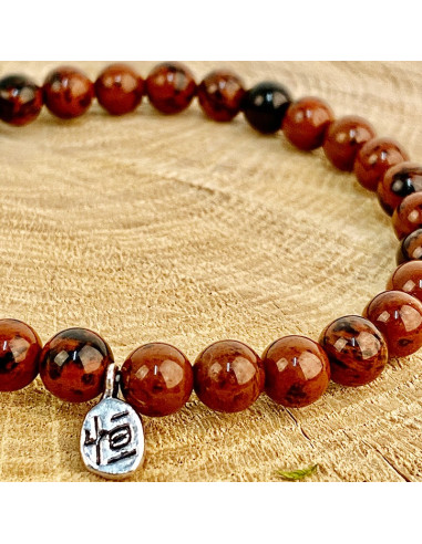 Pulsera de piedra natural Obsidiana caoba