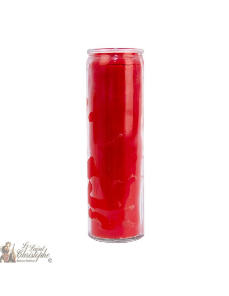 Bougie en verre rouge colorée dans la masse