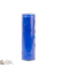 Gekleurde blauwe glazen kaars in de massa