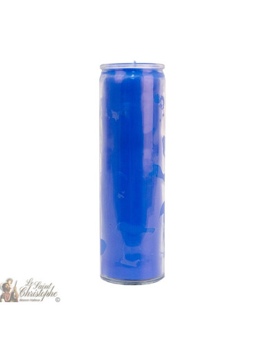 Bougie en verre bleue colorée dans la masse