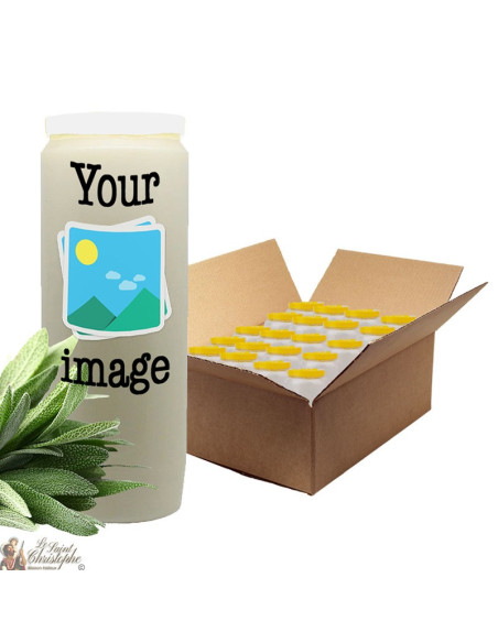 Novena candle Sage scent - customizable - box 20 pieces