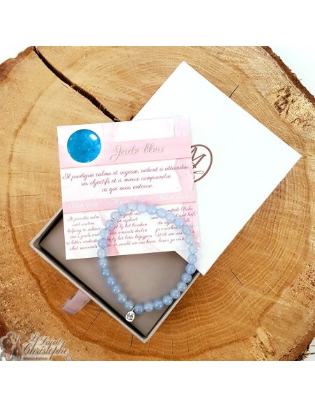 Bracciale in pietra naturale di giada blu 