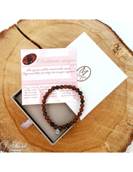 Bracciale in pietra naturale Ossidiana di mogano