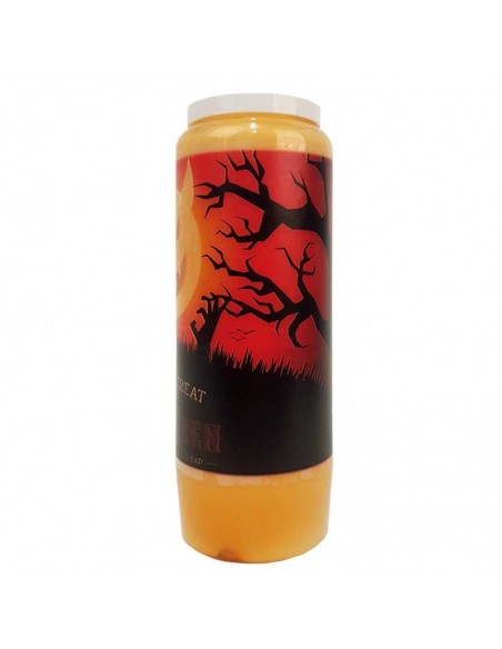 Bougie de neuvaine orange Halloween - Trick or Treat transparent