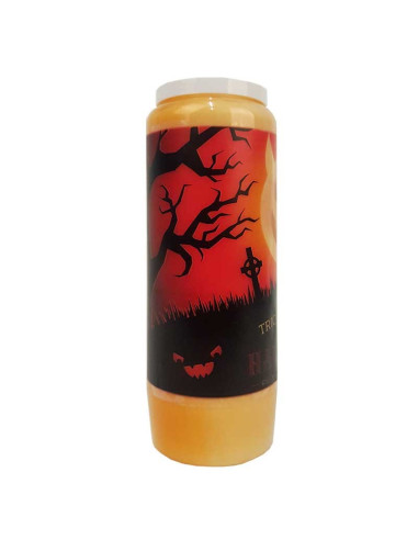Vela novena naranja de Halloween - Trick or Treat transparente