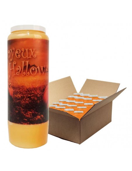 Bougies de neuvaine orange Halloween - Citrouilles - carton 20 pièces