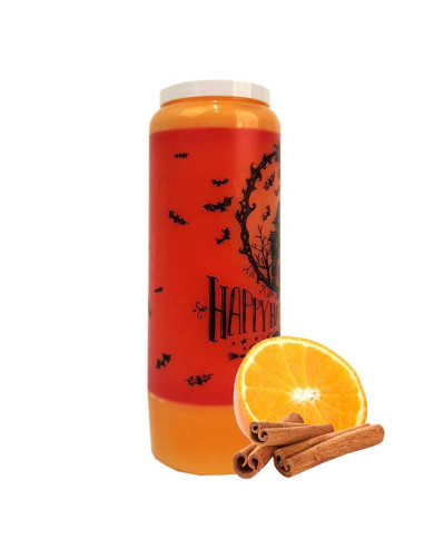Bougie de neuvaine Halloween parfum orange-cannelle - Manoir hanté