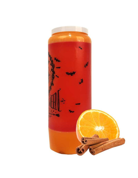 Bougie de neuvaine Halloween parfum orange-cannelle - Manoir hanté