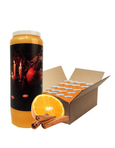Bougies neuvaine parfum orange-cannelle Halloween Samhain 1 carton 20 pcs