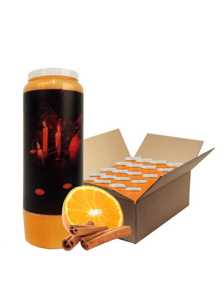 Bougies neuvaine parfum orange-cannelle Halloween Samhain 2 carton 20 pcs