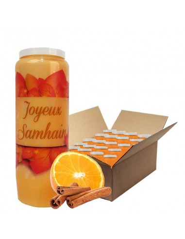 Bougies neuvaine parfum orange-cannelle Halloween Samhain 3 carton 20 pcs