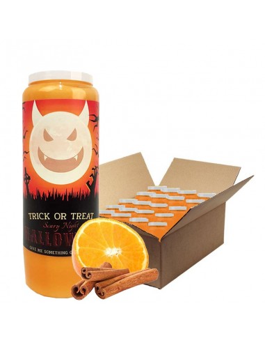Novena Kerzen Orange-Zimt duftend Halloween Trick-Treat Karton 20 Stück