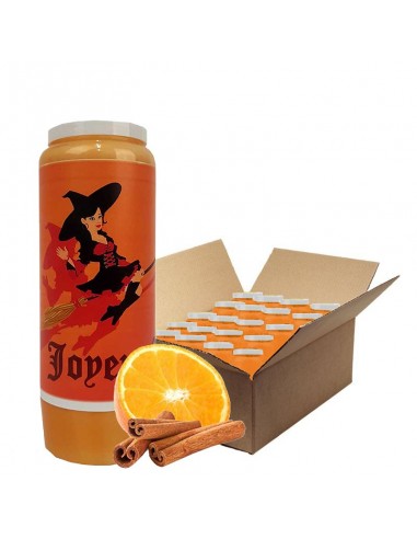 Novena Kerzen Orange-Zimt duftend Halloween Hexe - Karton 20 Stück