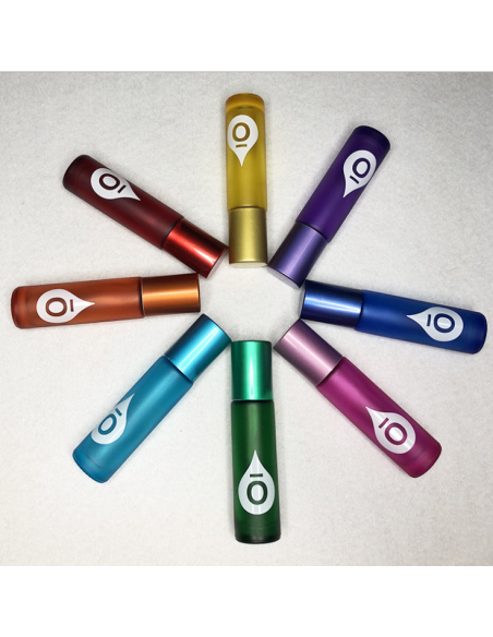 Roller bottle in smoked and colored glass