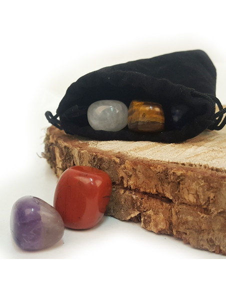 Sac de 7 pierres roulées pour les chakras