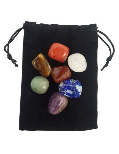 Sac de 7 pierres roulées pour les chakras