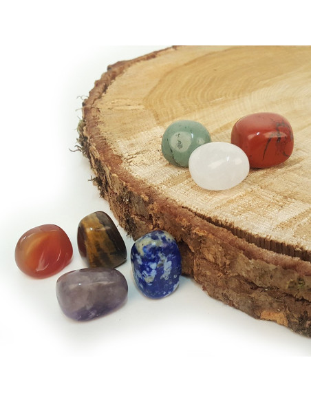Sac de 7 pierres roulées pour les chakras