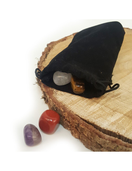 Tasche mit 7 gerollten Steinen für die Chakras