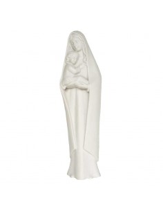 Statua della Vergine Maria con bambino in resina e alabastro - 20 cm