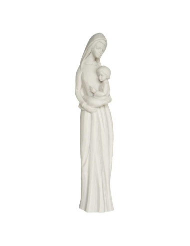 Statue Jungfrau Maria mit Kind Harz und Alabaster - 21 cm
