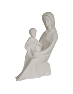 Statue Jungfrau Maria mit sitzendem Kind Harz und Alabaster - 16 cm