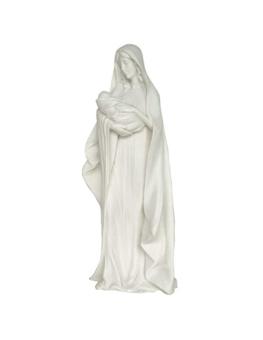 Statua della Vergine Maria con bambino in resina e alabastro - 20 cm