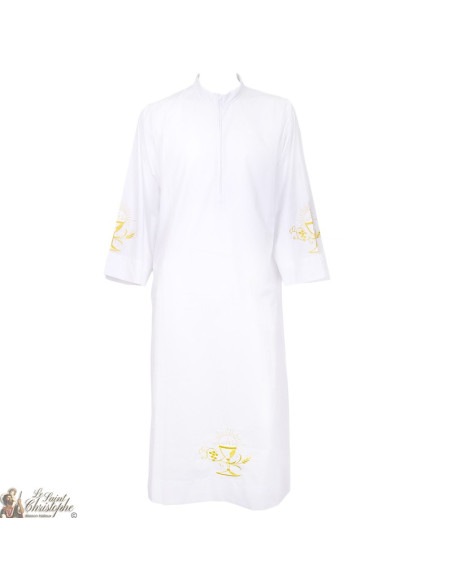 Aube Blanche brodée calice - coton et polyester