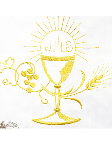 White embroidered alb chalice - cotton & polyester