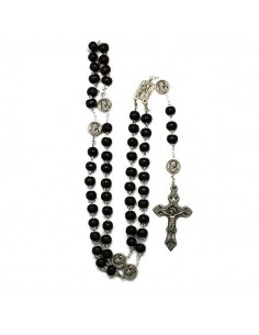 Chapelet apparition Lourdes bois brun avec mousqueton