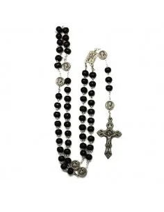 Chapelet apparition Lourdes bois brun avec mousqueton