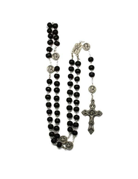 Rosenkranzoptik Schweres braunes Holz mit Karabinerhaken