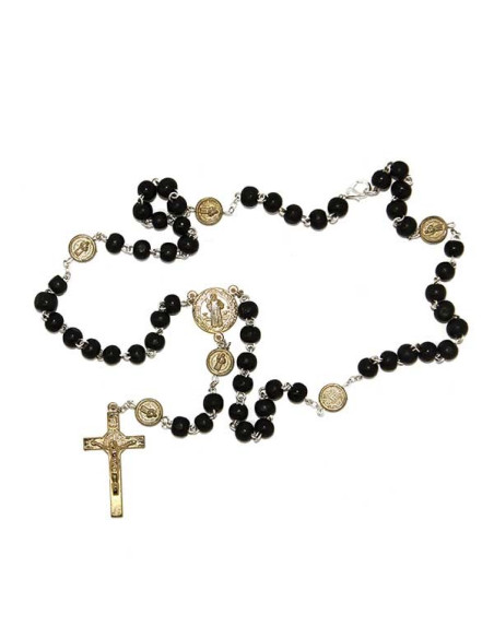 Rosario di San Benedetto, legno nero con chiusura dorata