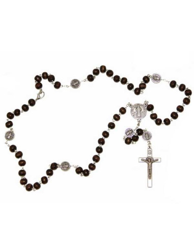 Rosary of Saint Benedict brown with carabiner