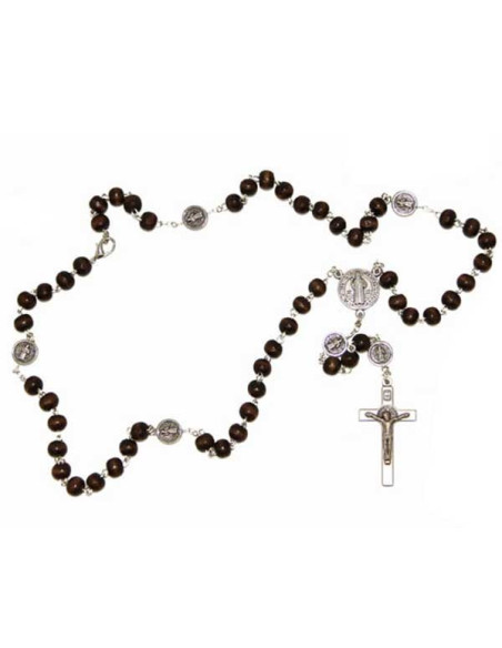 Rosary of Saint Benedict brown with carabiner