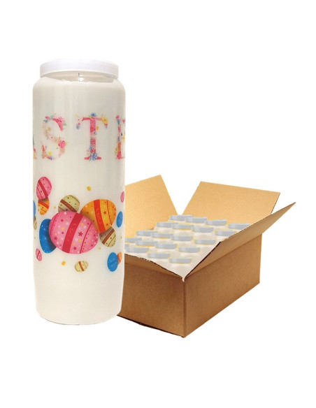 Bougie de neuvaine pour la Pâques - Easter fleuri - carton 20 pièces