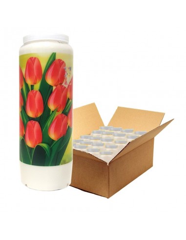 Bougie de neuvaine pour la Pâques - Tulipes - carton 20 pièces