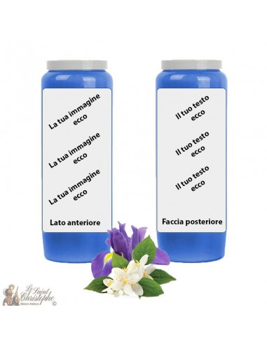 Novena candle dark blue jasmine-iris scent - customizable - box 20 pieces