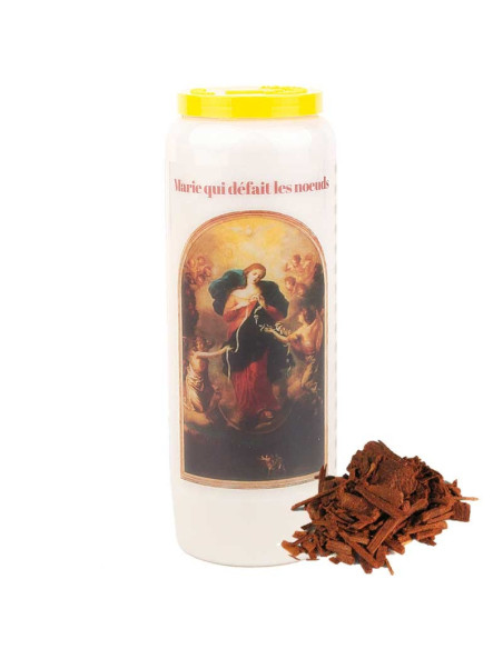 Candela della novena Maria Scioglitrice di nodi al profumo di legno di sandalo