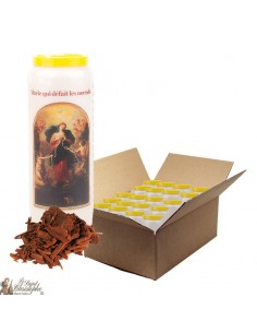 Candela Novena Maria che scioglie i nodi profumata al legno di sandalo - scatola da 20